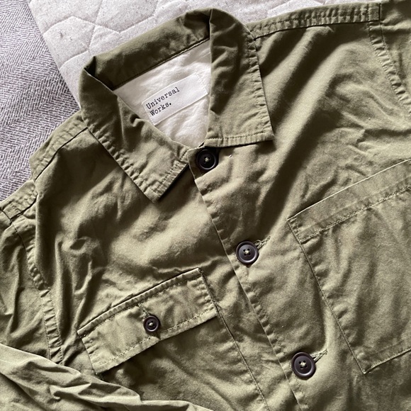 Universal Works Fine Twill Dockside Overshirt Green Size Small - Picture 2 of 5